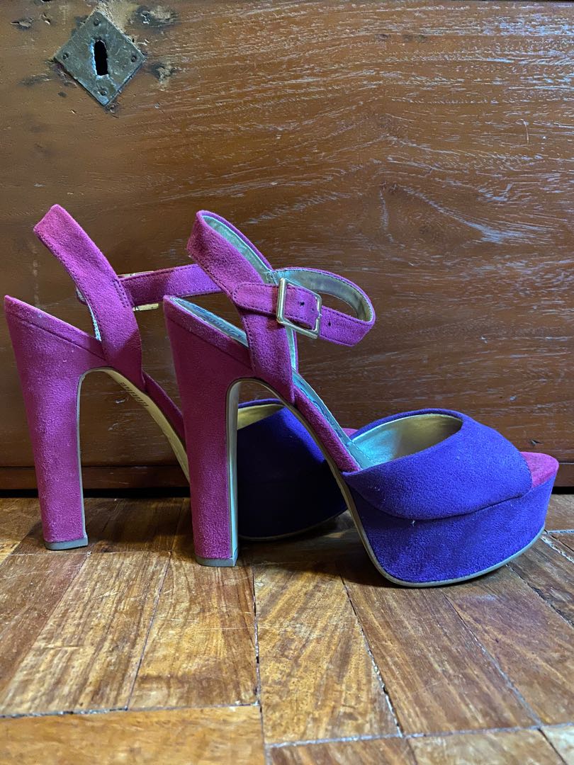 purple platform heels