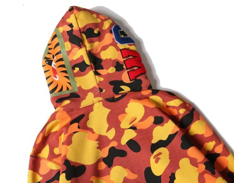 bape orange shark hoodie