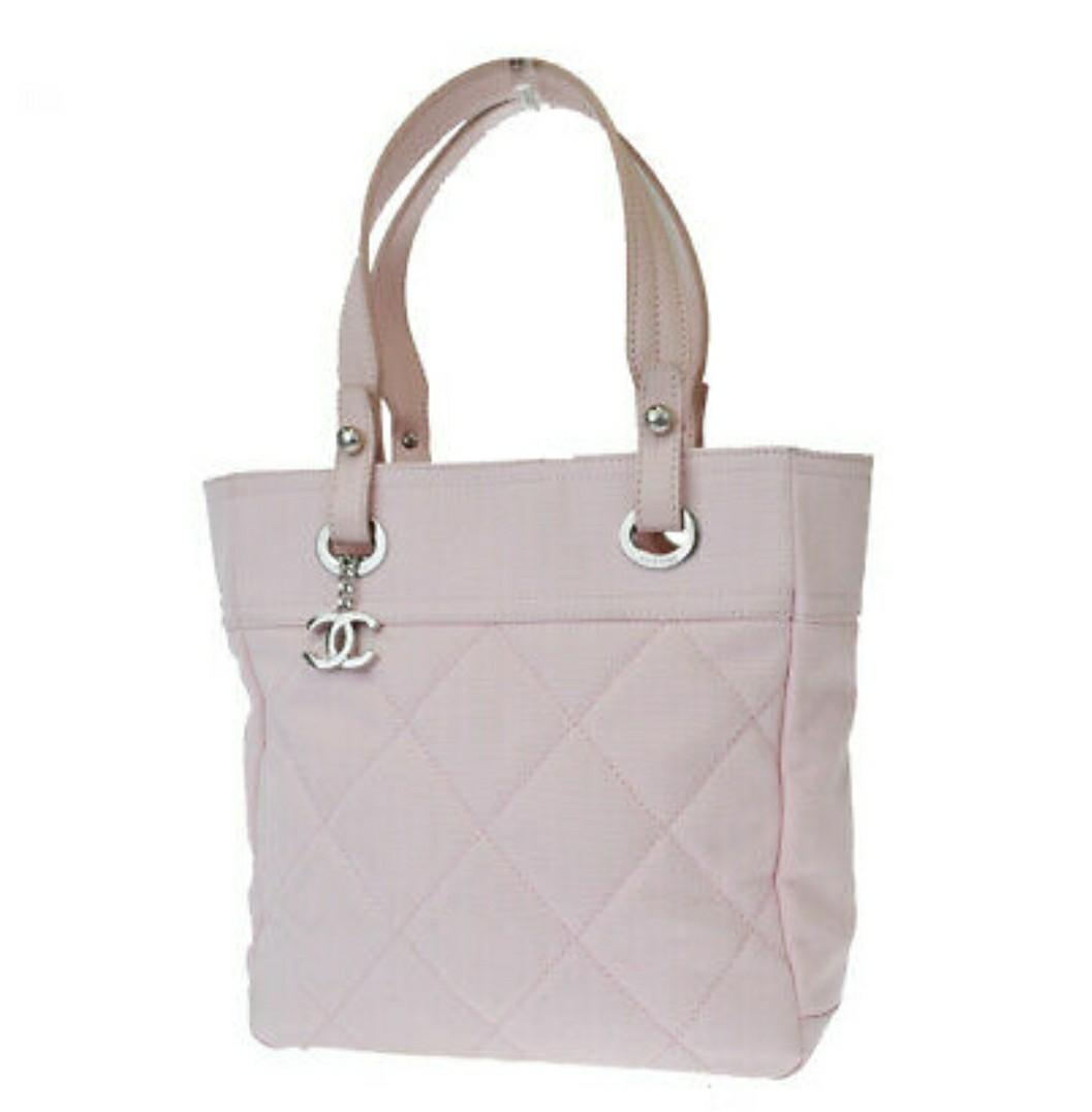 chanel pink canvas bag