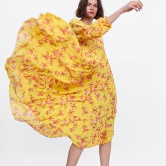 2019 YELLOW Floral Print Maxi Dress ...