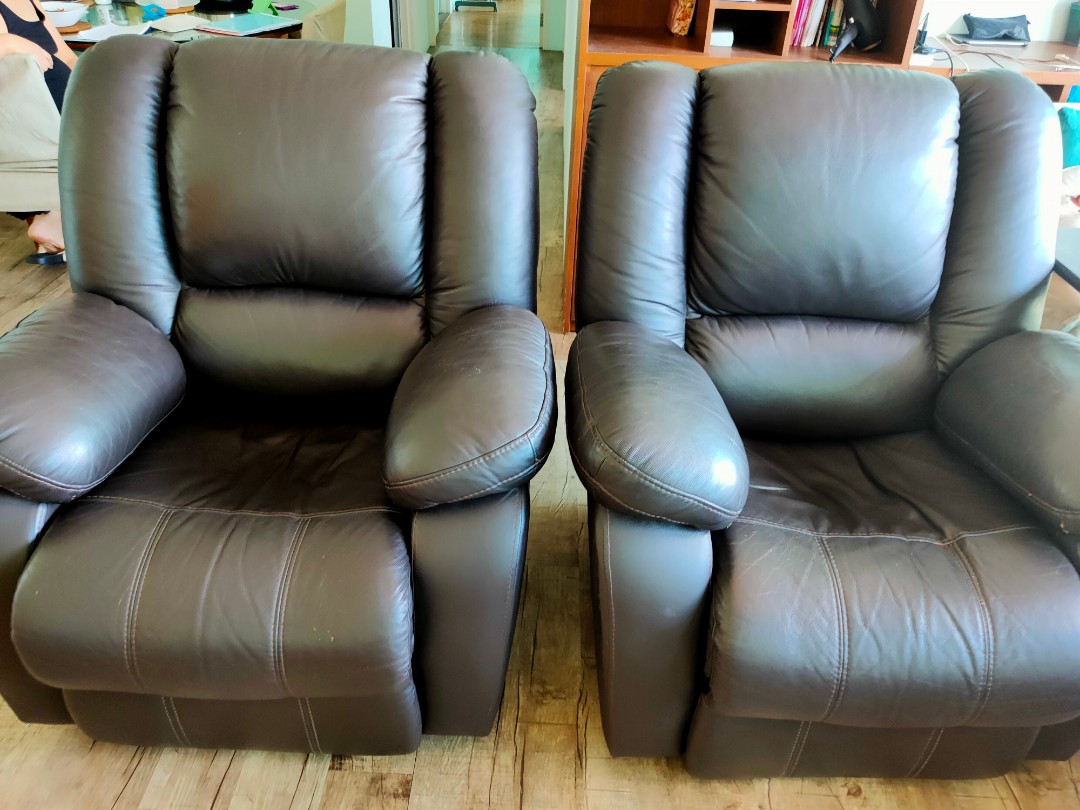 Rustic Leather Recliner Sofa, Furniture & Home Living, Furniture, Sofas