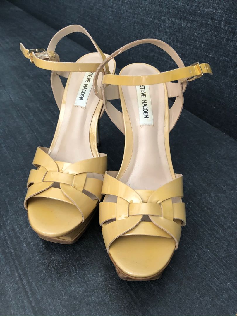 steve madden gold platform heels