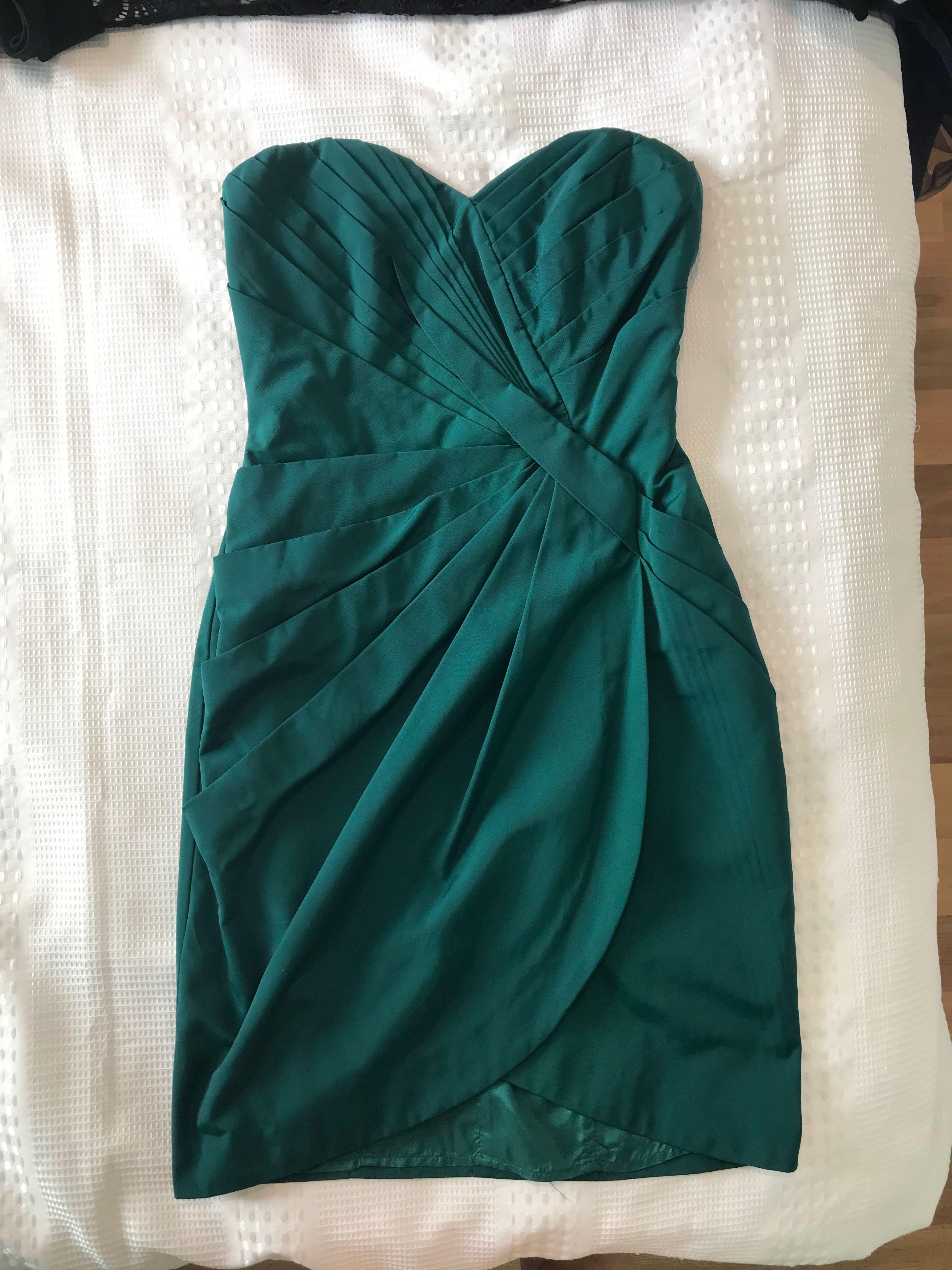 warehouse dark green dress