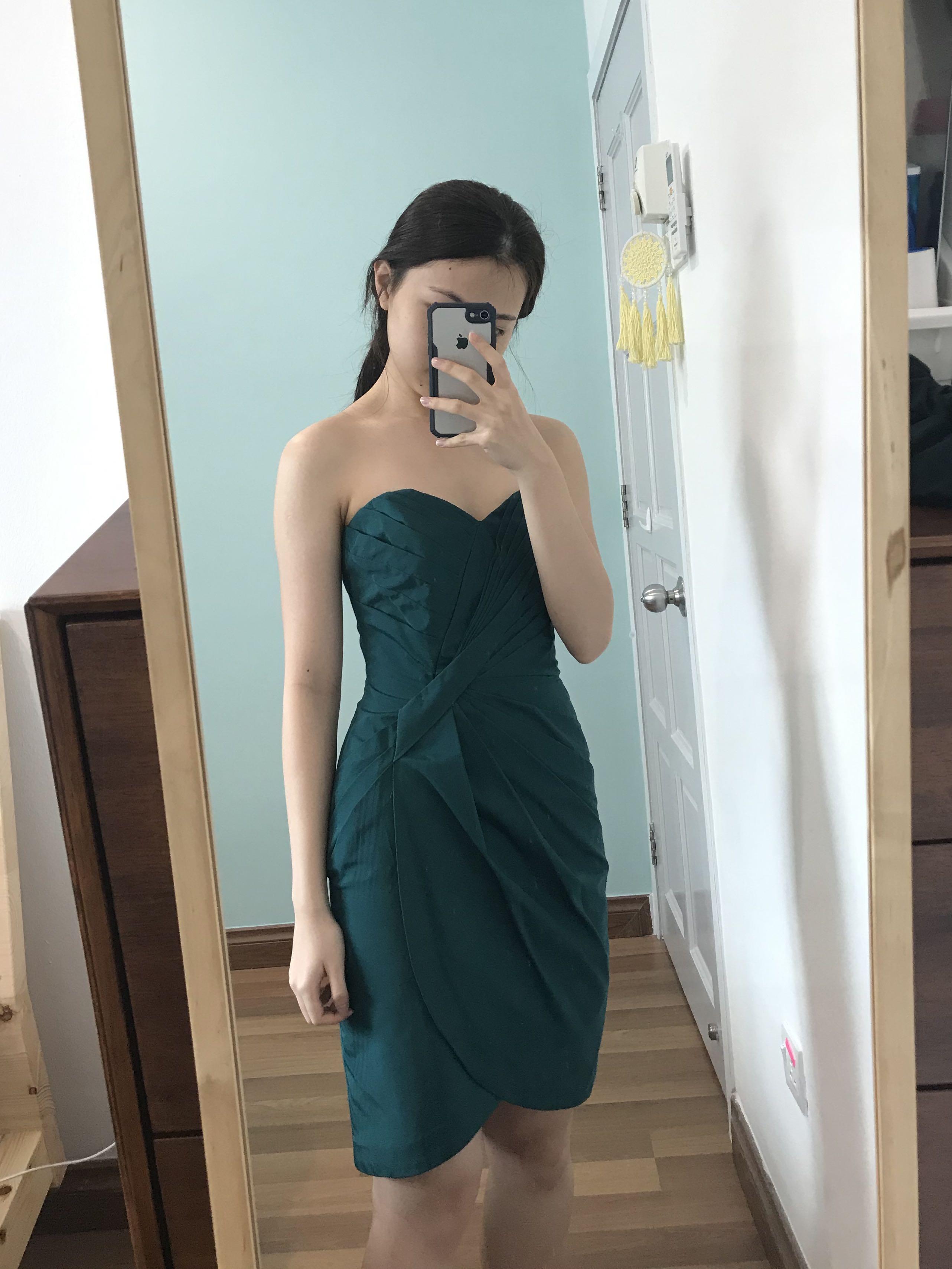 warehouse dark green dress