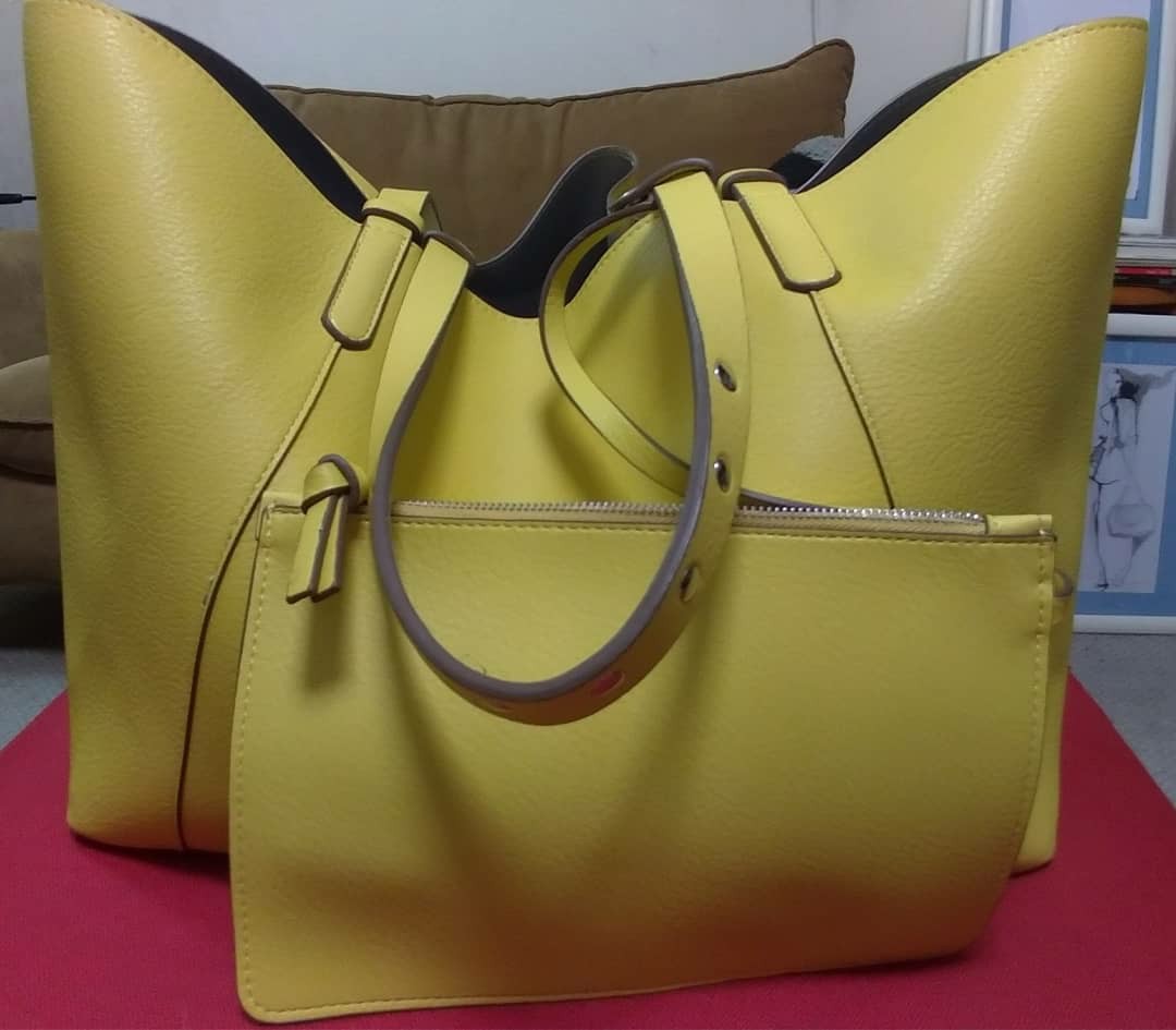 zara yellow tote bag