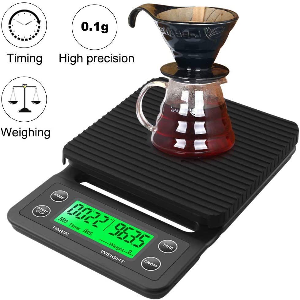 手沖咖啡計時電子稱電子磅0.1g精準度電子稱LCD歸零烘培稱廚房秤專業