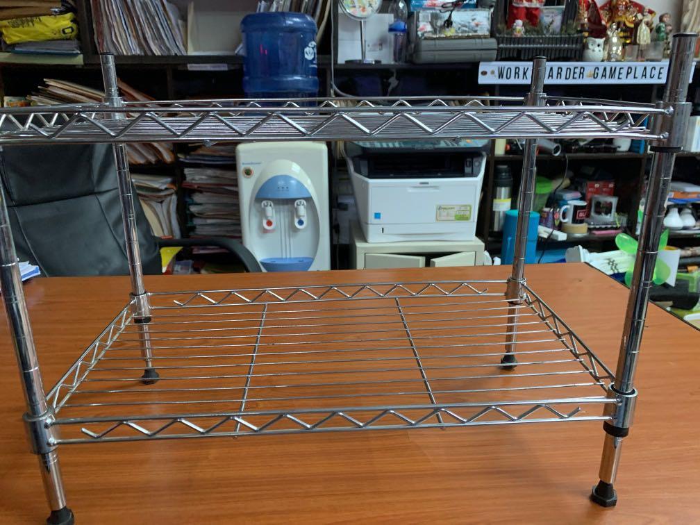 2 layer Stainless steel rack (Category: Other Kitchenware & Tableware) located in Pasay City. Submitted by ayinong168 (Listing ID 1021565218, Image 1). Description: 45 cm, 24 cm, 35 cm item is still in excellent condition pm for inquiries .