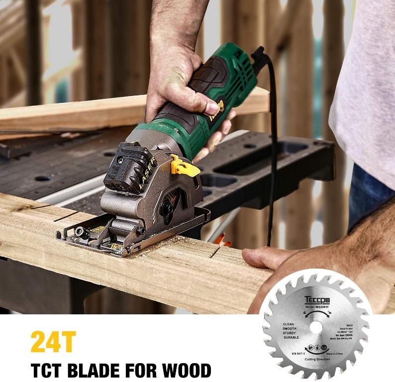 5RL2W Circular Saw TECCPO 3 1 3 4Amp 3500RPM Mini Saw with Laser Corded Compact Saw