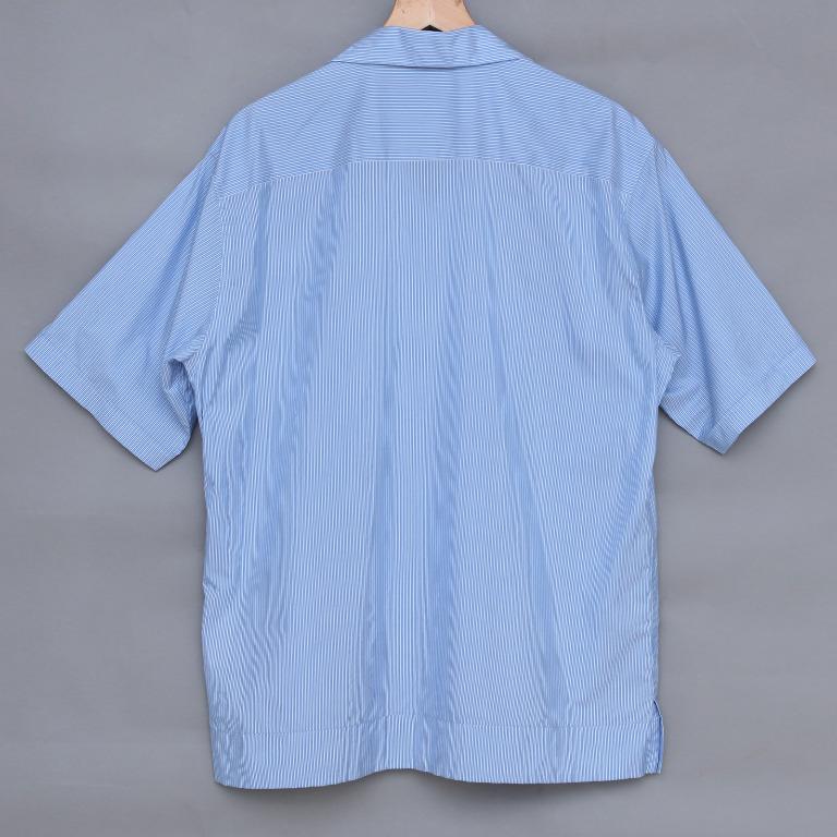 AURALEE 19SS FINX SILK STRIPE CUBA SHIRTS (Blue Stripe), 男裝