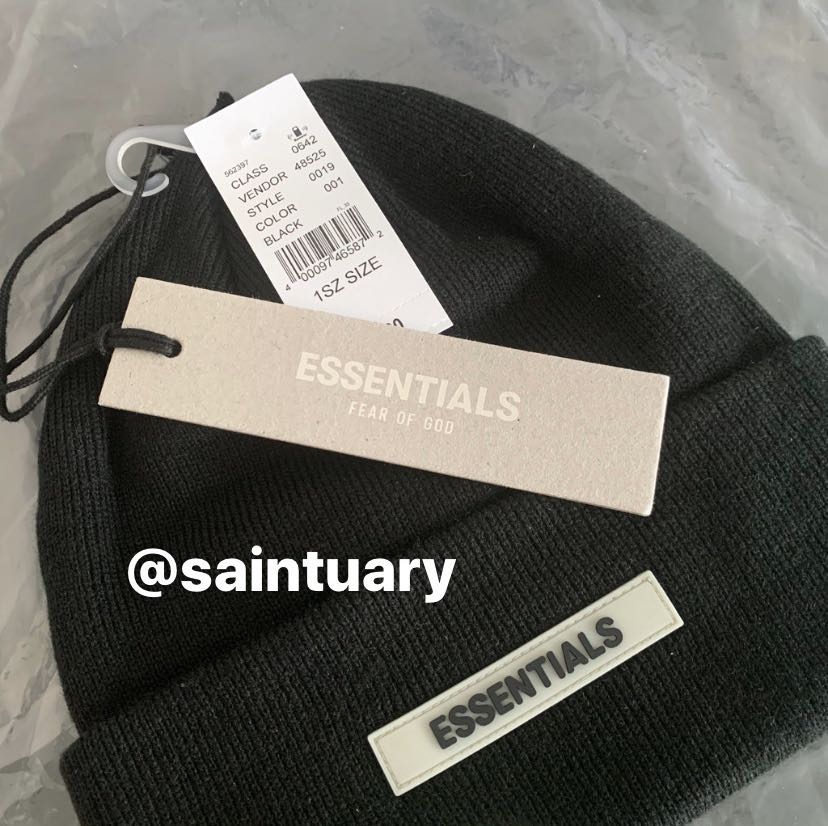 Fear of God Essentials Cuff Beanie Black - FW19 - US