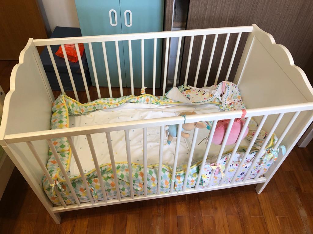 Baby cot white 60x120 from Ikea Smagora, Babies & Kids, Baby Nursery & Kids Furniture, Cots