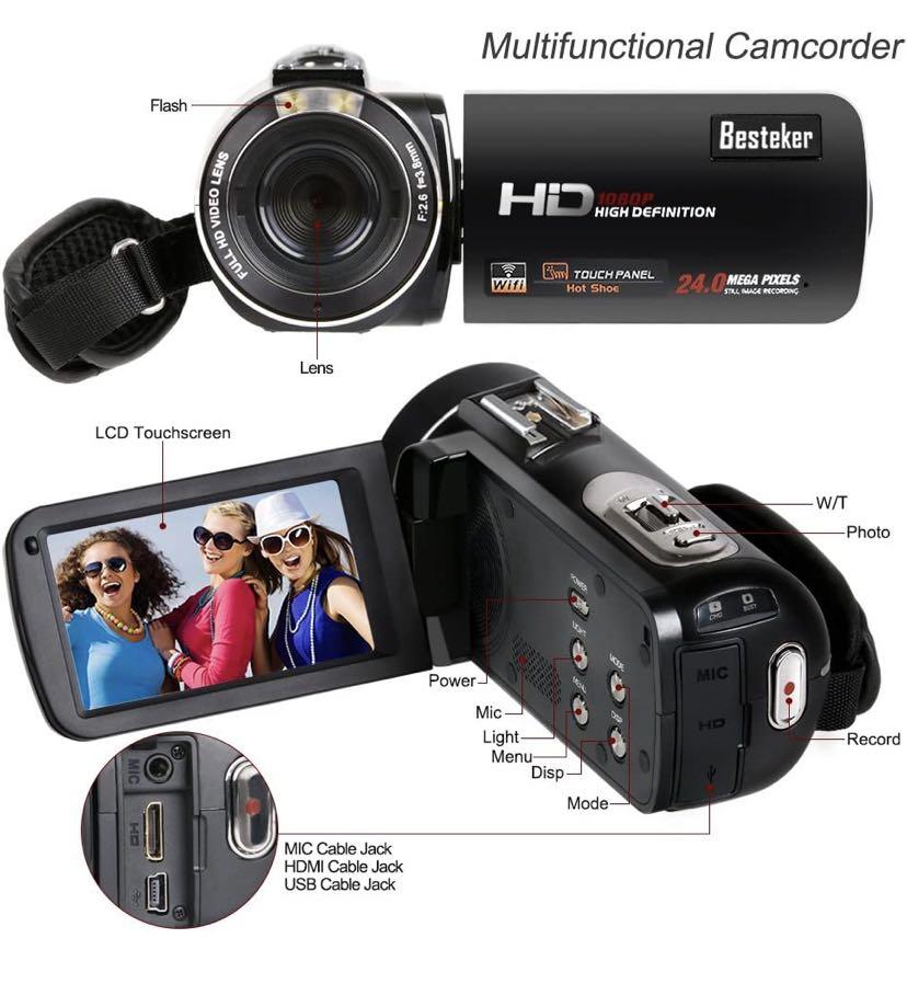 Besteker wifi camcorder Full HD 1080P 30FPS digital video camera HDV