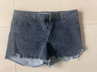 Black denim shorts
