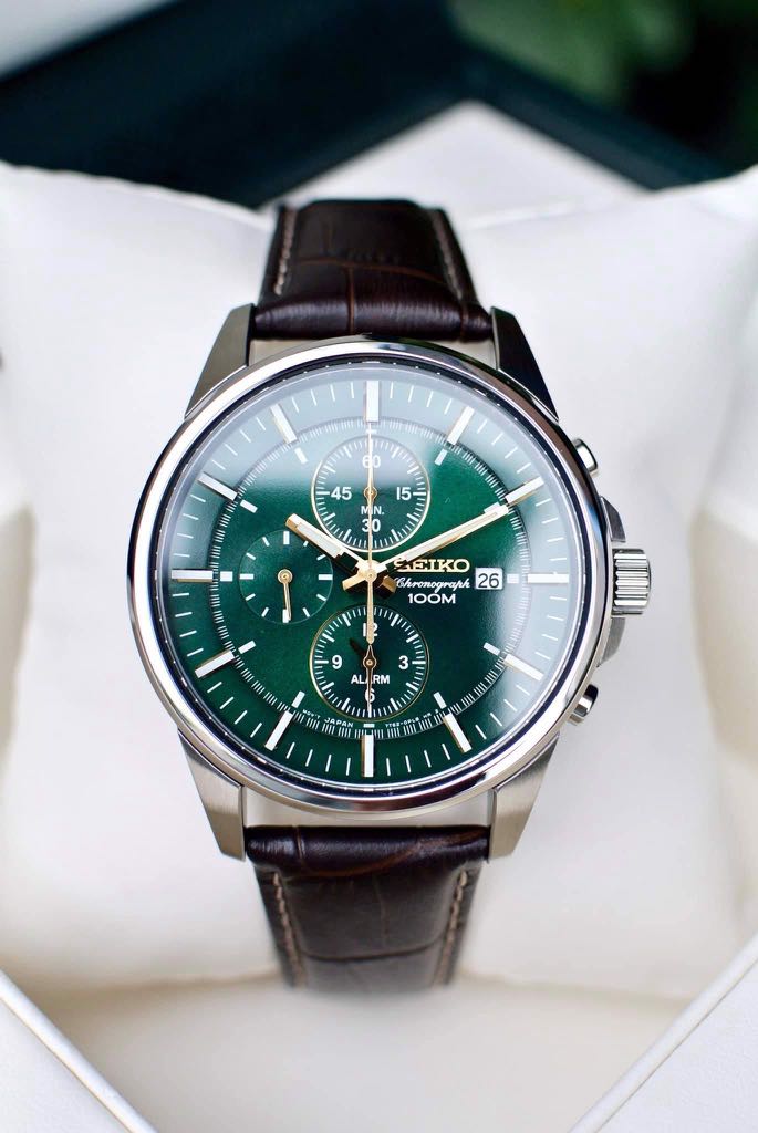 BNIB Seiko Chronograph SNAF09P1 SNAF09P Green Dial Men's Watch, Men's  Fashion, Watches & Accessories, Watches on Carousell