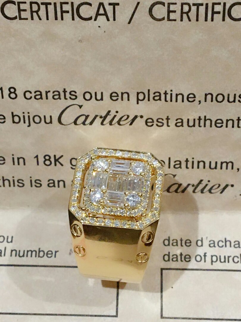 cartier diamond mens ring