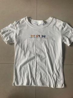 Cat printed white tee