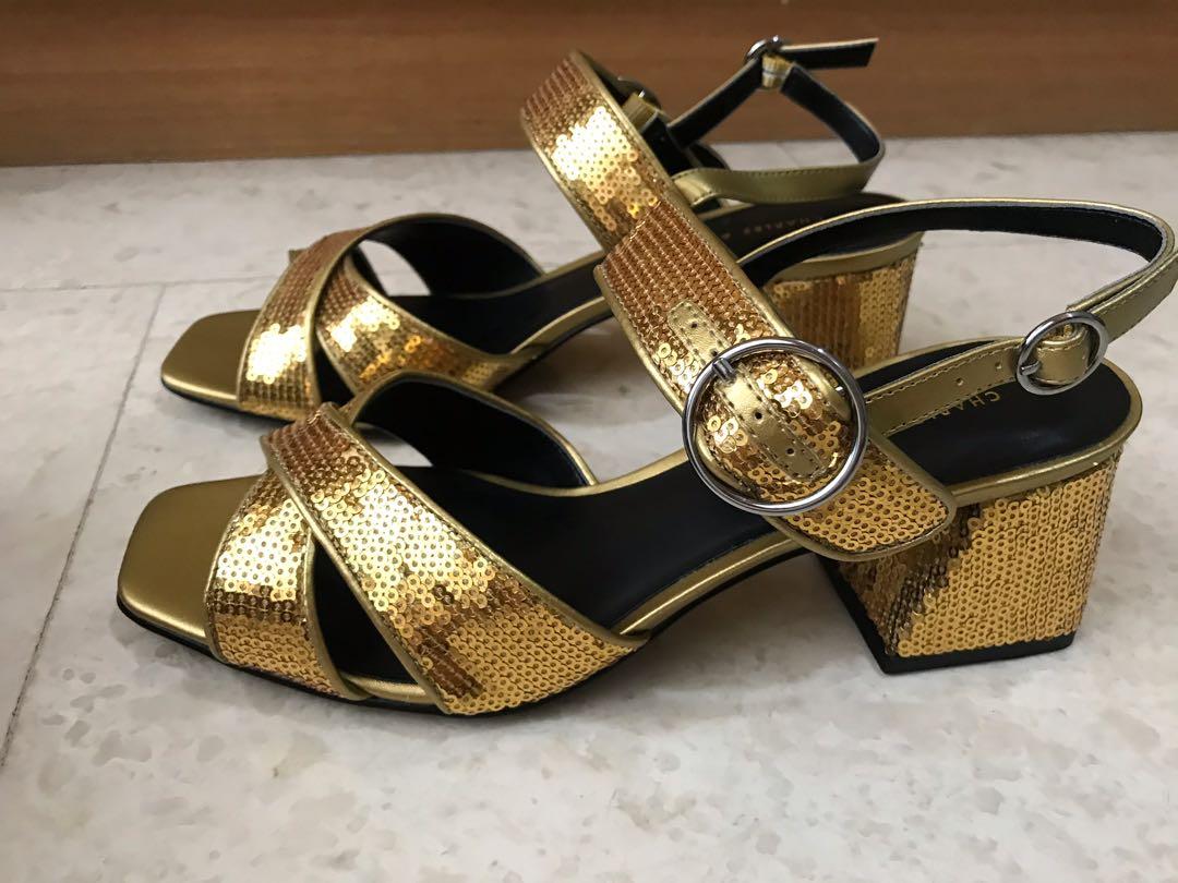 charles and keith gold heels