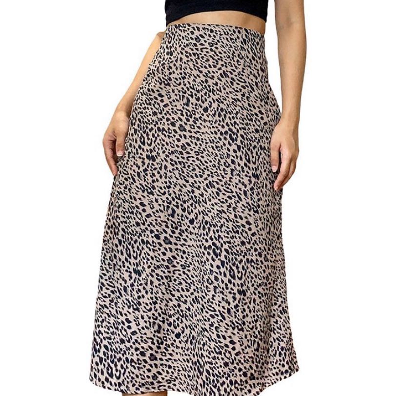 CHEETAH PRINT SILKY MIDI SKIRT