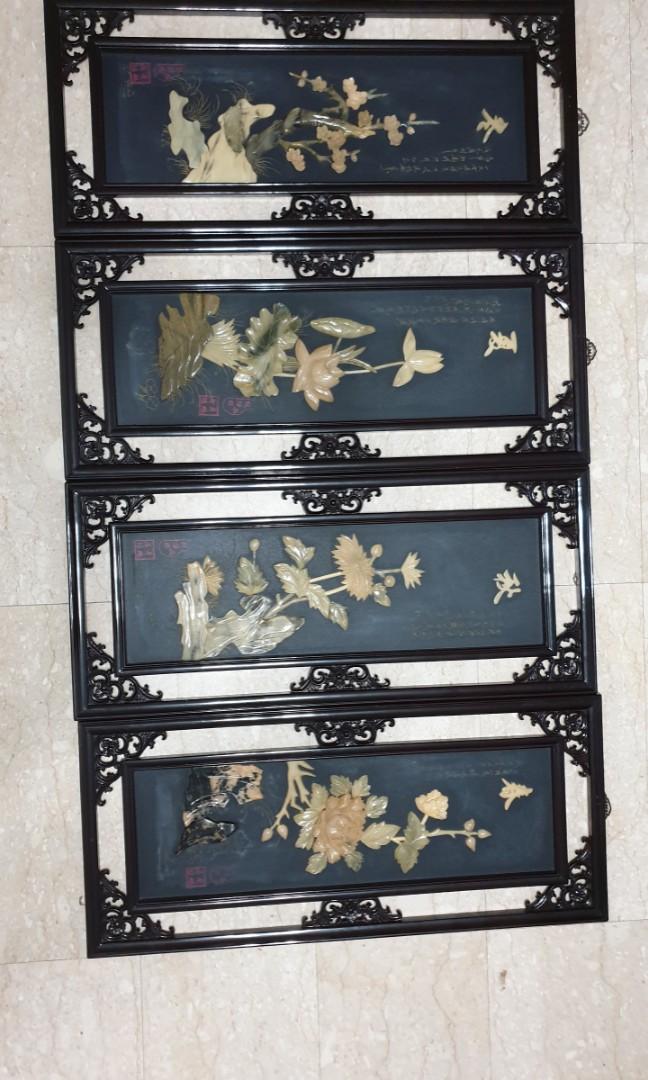 Chinese Beautiful Jade Stone Wall Art Decor For Sale Furniture