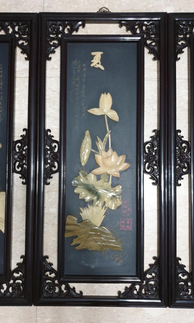 Chinese Beautiful Jade Stone Wall Art Decor For Sale Furniture