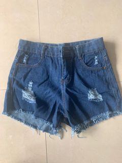 Dark blue denim shorts