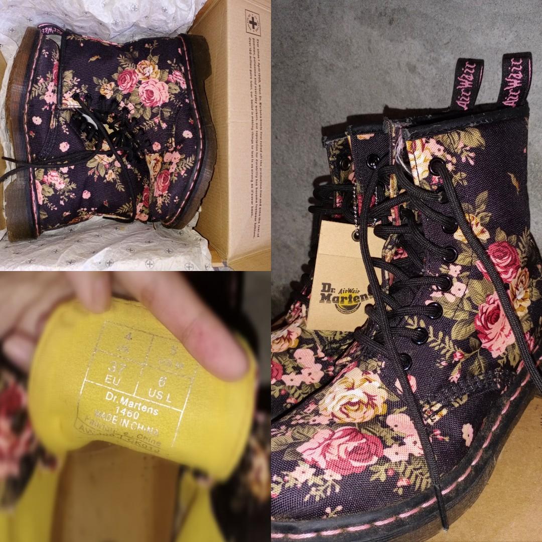 dr martens black floral boots