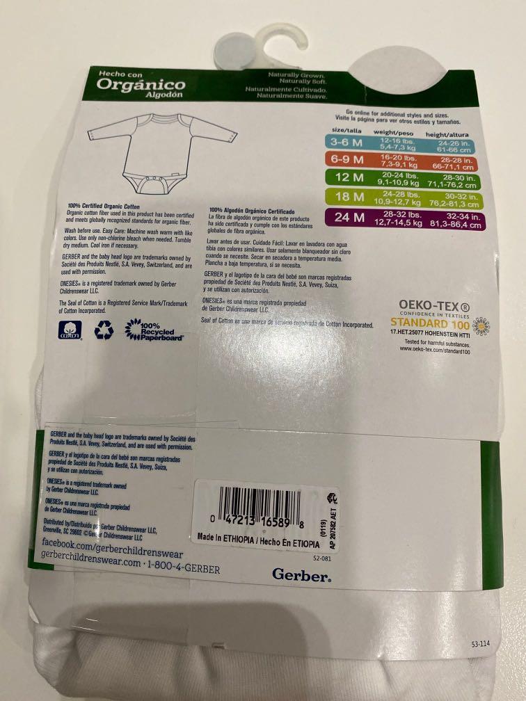 Gerber Organic Onesies 3pcs Babies Kids Babies Kids Fashion On Carousell