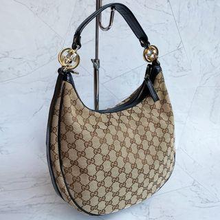 GUCCI 232962 經典立體金屬雙G造型飾邊經典緹花單肩背包 手提包 購物包
