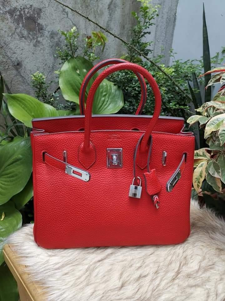 Hermes Birkin 30 In Red Togo Leather Handbag, Luxury, Bags