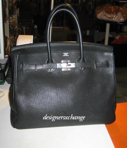 Hermes Black Togo Leather Palladium Plated Birkin 35 Bag