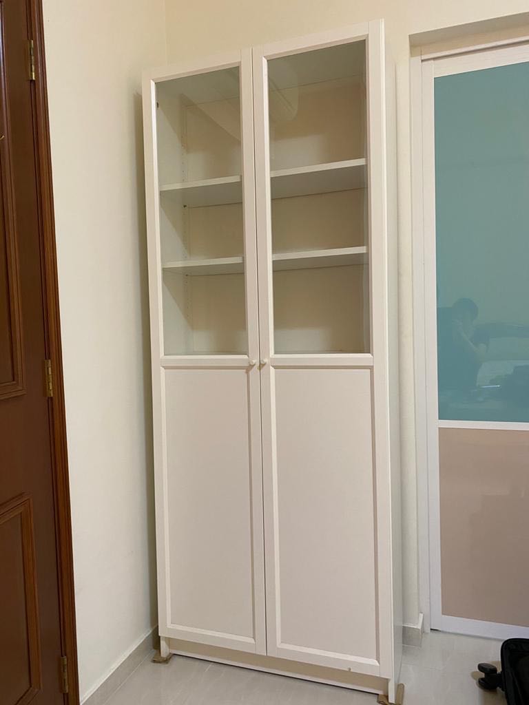 IKEA billy bookcase with glass doors white, Furniture & Home Living ...