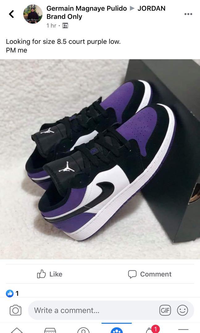jordan 1 court purple size 8