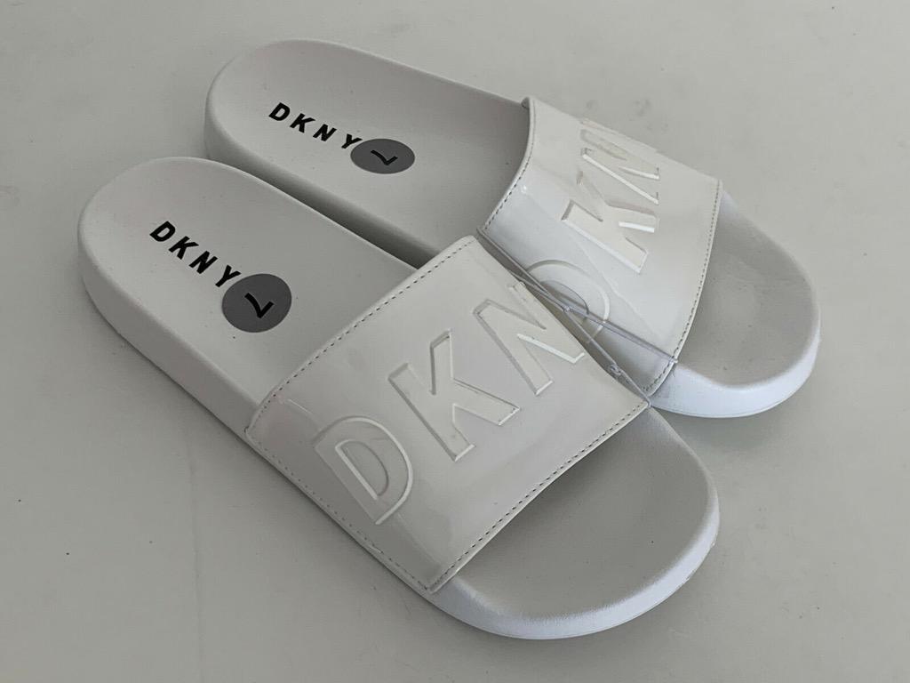 dkny white slides