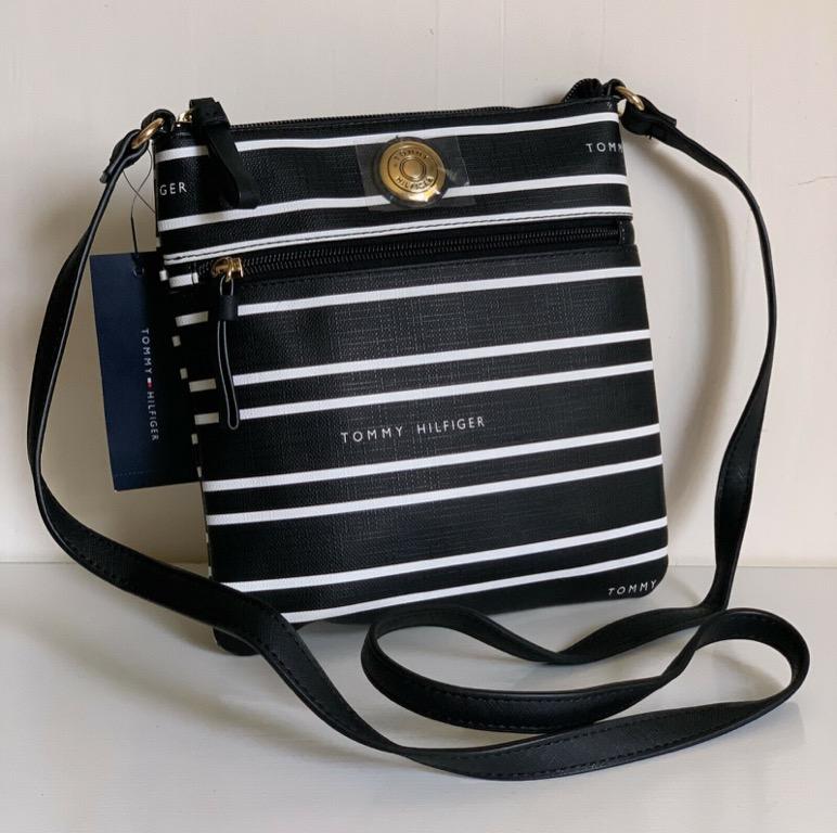 tommy hilfiger black and white purse
