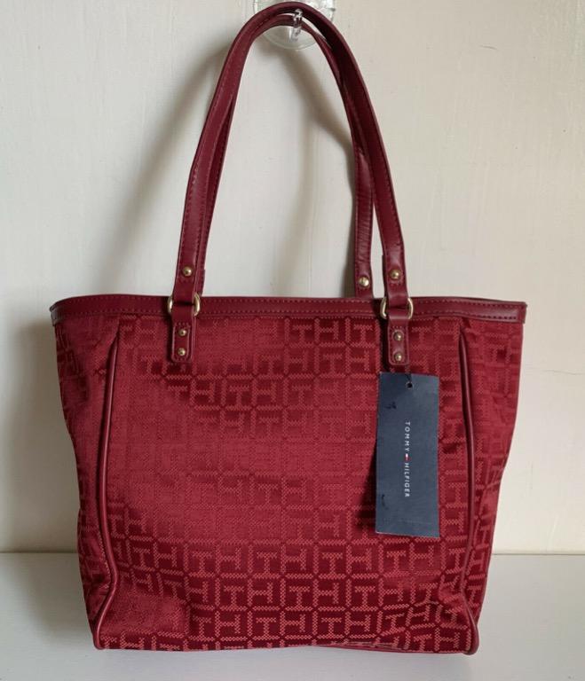 Tommy hilfiger red tote bag deals