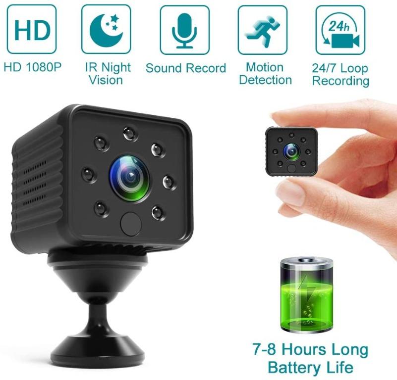 O062 Mini Spy Cameras Security Hidden 1080p 7 8 Hours Long Work Time Wireless Cam With Auto Ir Night Vision Motion Detection Indoor Security Surveillance Camera For Baby Elder Pet Furniture Home Living