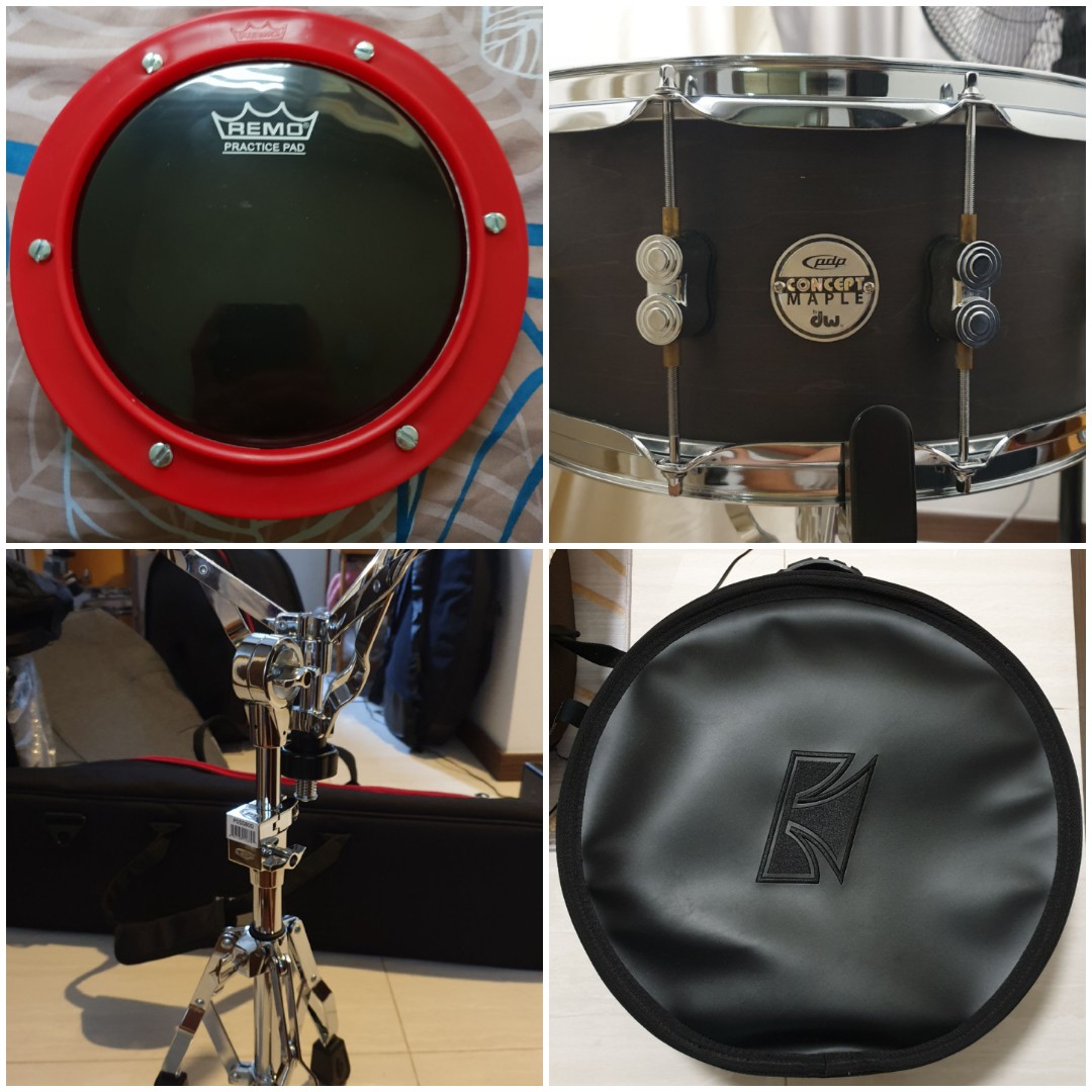 pdp-concept-maple-14-5-5-black-snare-drum-set-hobbies-toys-music