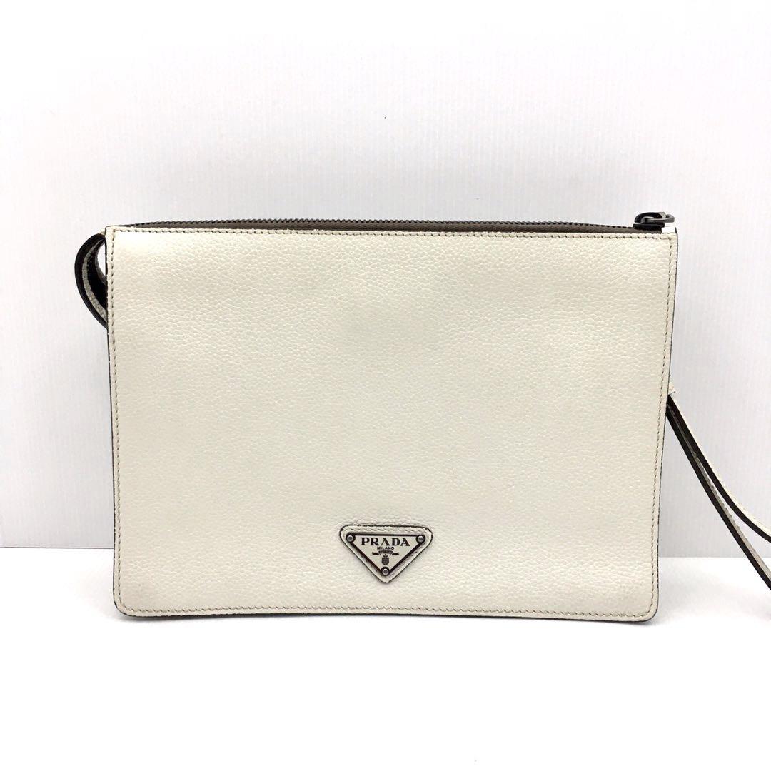 prada leather clutch bag