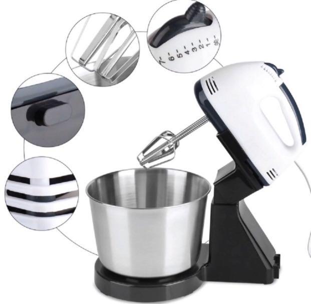 Hand Mixer Electric Whisk With Dough Hooks For Baking Easy Eject Butt
