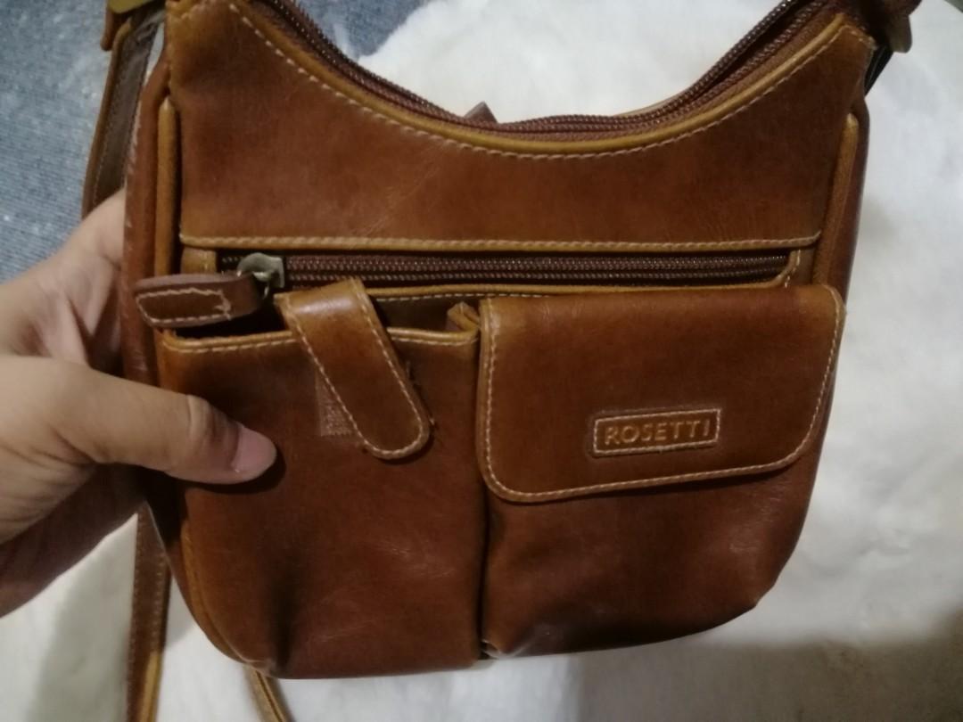 Rosetti crossbody bag purse brown faux leather organizer 3 large zipper  sections | eBay