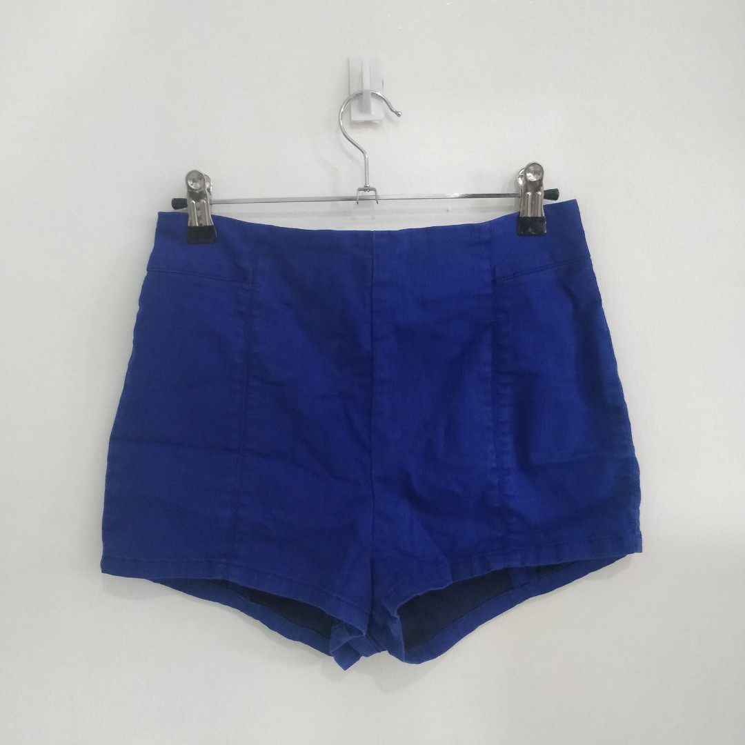 royal blue high waisted shorts