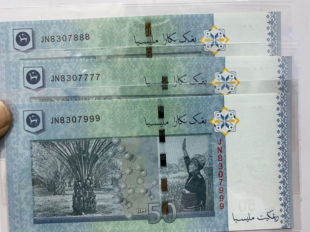 Running 3 digit no RM (Category: Currency) located in Johor Bahru. Submitted by globalstuff (Listing ID 1021634310, Image 1). Description: Is Running 3 digit number Ringgit Malaysia Is collectors item Total 3x 50 RM Running 3 digit 777 888 999 Interested party may dm for more details .
