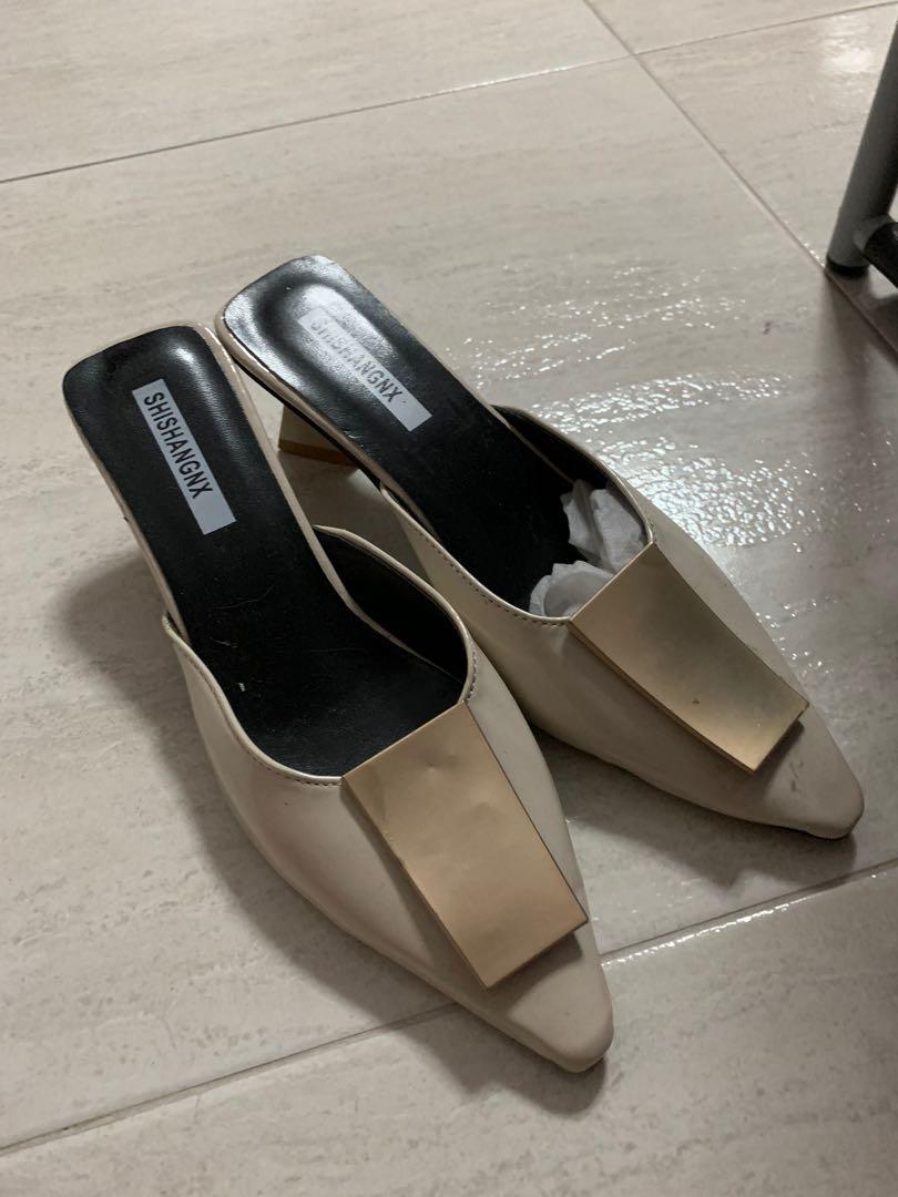office silver heels
