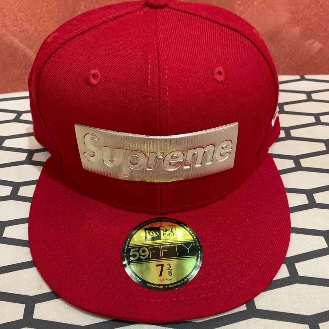 人気色 supreme Metallic Box Logo New Era 7-3/8 - 通販