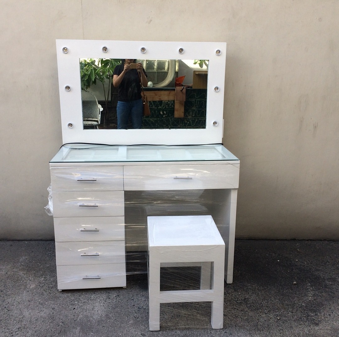 desk with vanity