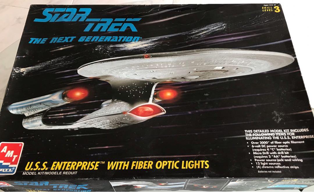 Vintage AMT ERTL Star Trek Next Generation USS Enterprise w Fiber Optic ...