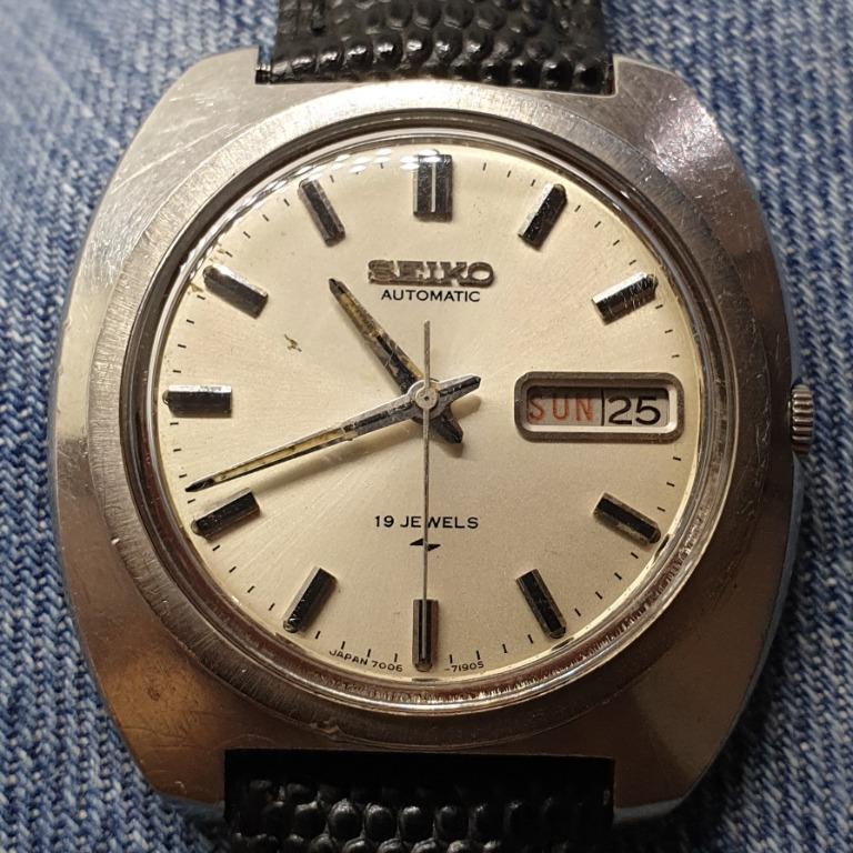 Vintage Seiko 7006-7090 19 Jewels Automatic Men's Watch, Women's Fashion,  Watches & Accessories, Watches on Carousell