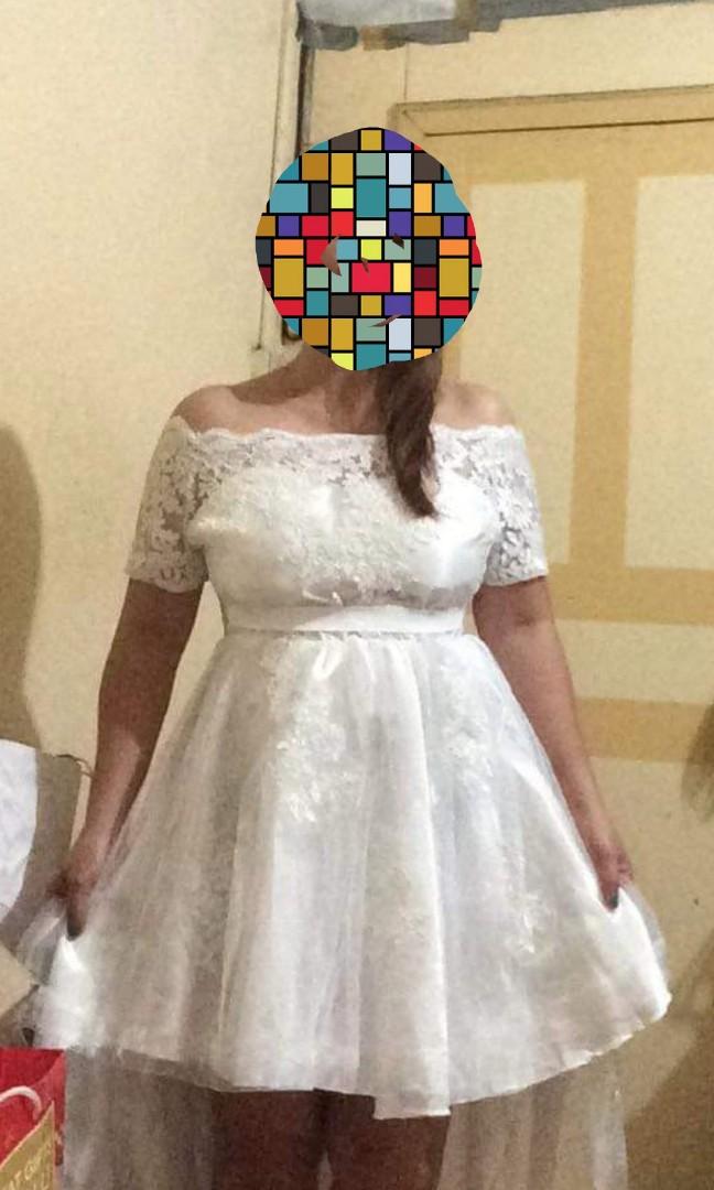 white cocktail wedding dress