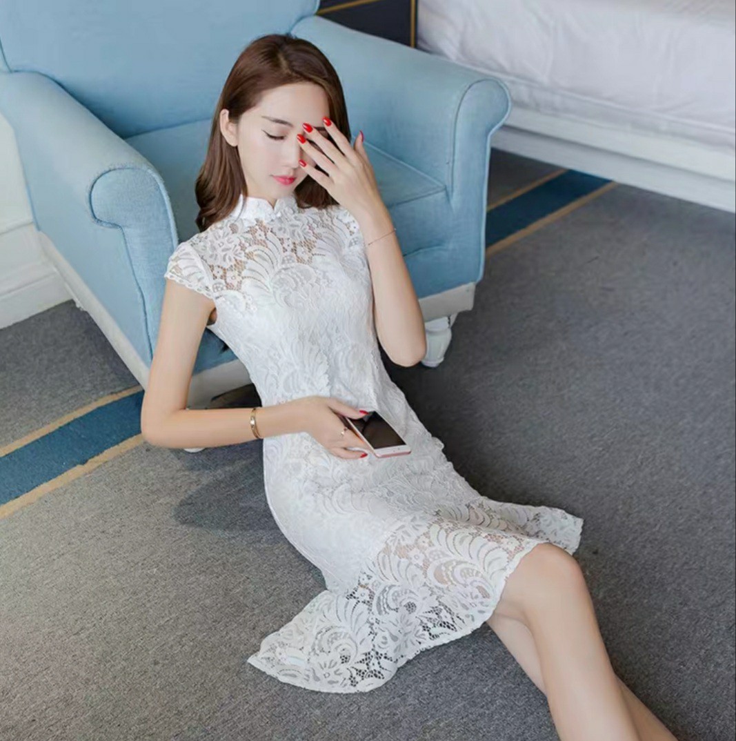 White lace clearance cheongsam