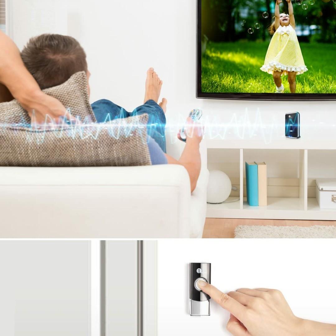 1byone Easy Chime Wireless Doorbell Kit, 1 Receiver & 1 Push Button